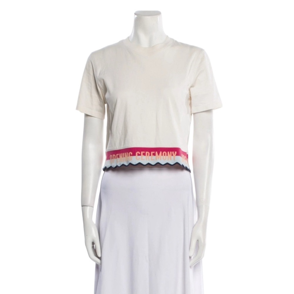 Opening Ceremony White Logo Hem Cropped Tee Size L NWT - Picture 7 of 7